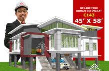 DESIGN RUMAH C143- PELAN RUMAH BANGLO 1 TINGKAT-4 BILIK (1855 KAKI PERSEGI-45’ X 58’)