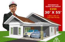 DESIGN RUMAH C153- PELAN RUMAH BANGLO 1 TINGKAT-4 BILIK (1650 KAKI PERSEGI-30’ X 55’)