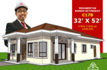 DESIGN RUMAH C178- PELAN RUMAH BANGLO 1 TINGKAT-5 BILIK (1458 KAKI PERSEGI-32’ X 52’)