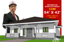 DESIGN RUMAH C180- PELAN RUMAH BANGLO 1 TINGKAT-5 BILIK (1900 KAKI PERSEGI-54’ X 42’)