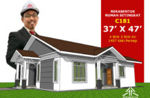 DESIGN RUMAH C181- PELAN RUMAH BANGLO 1 TINGKAT-4 BILIK (1407 KAKI PERSEGI-37’ X 47’)