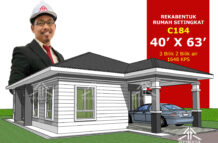 DESIGN RUMAH C184- PELAN RUMAH BANGLO 1 TINGKAT-3 BILIK (1648 KAKI PERSEGI-40’ X 63’)