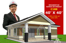 DESIGN RUMAH C188- PELAN RUMAH BANGLO 1 TINGKAT-2 BILIK (1402 KAKI PERSEGI-40’ X 40’)