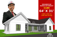 DESIGN RUMAH C189- PELAN RUMAH BANGLO 1 TINGKAT-3 BILIK (1688 KAKI PERSEGI-64’ X 31’)