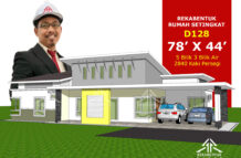 DESIGN RUMAH D128- PELAN RUMAH BANGLO 1 TINGKAT-5 BILIK (2840 KAKI PERSEGI-78’ X 44’)